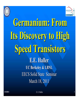 Germanium: from Its Discovery to High Speed Transistors