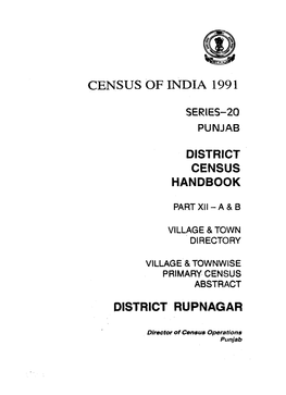 Village & Townwise Primary Census Abstract, Rupnagar, Part