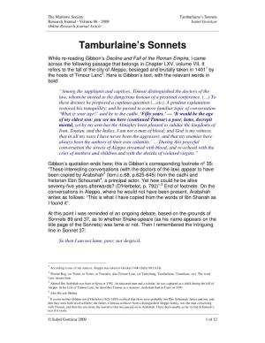 Tamburlaine's Sonnets