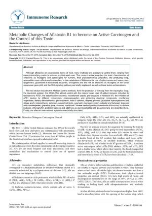 Metabolic Changes of Aflatoxin B1 to Become an Active Carcinogen And