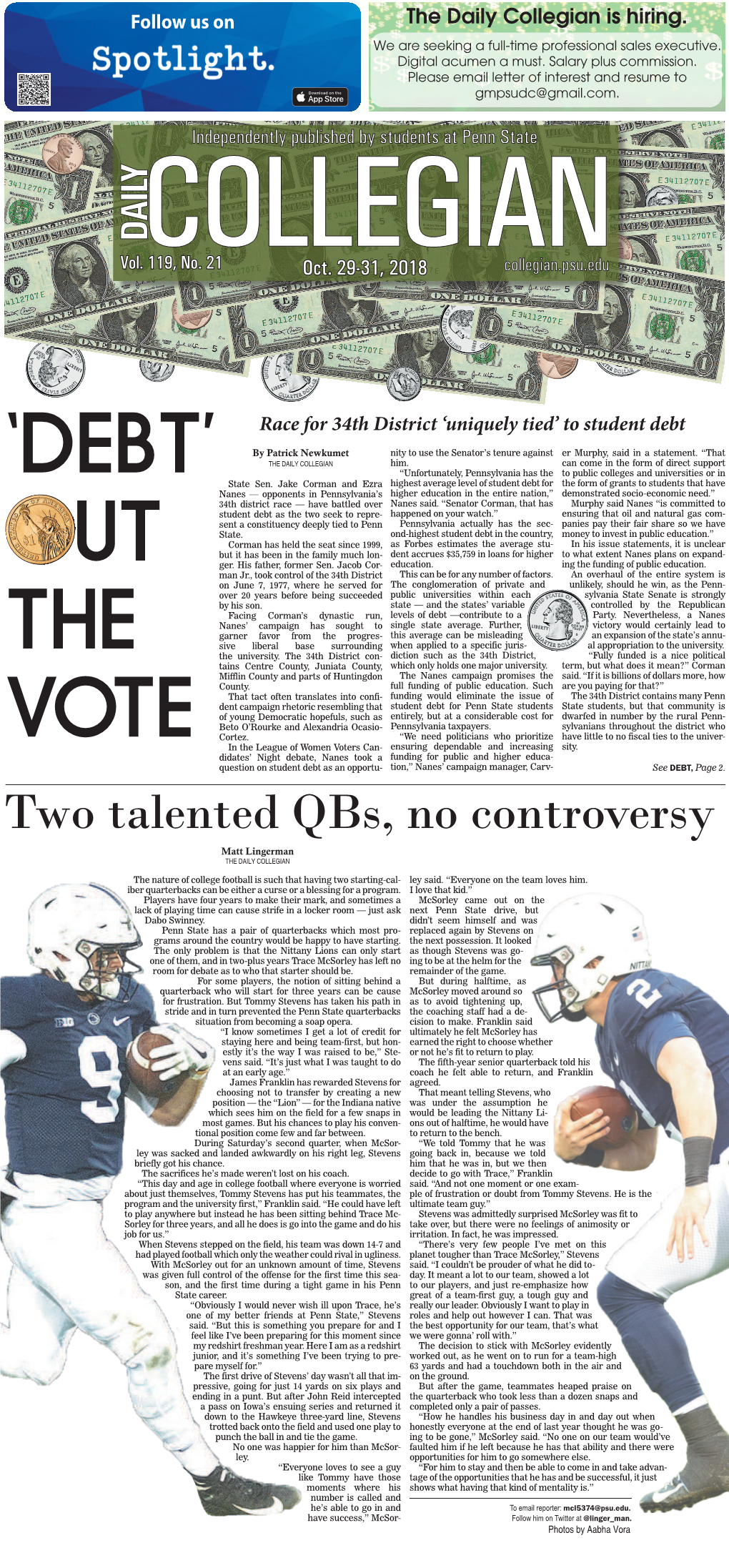 Two Talented Qbs, No Controversy Matt Lingerman the Daily Collegian