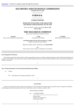 Securities and Exchange Commission Form 8