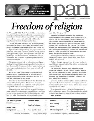Freedom of Religion on February 17, 2000, World Pantheist Movement Members Parts of the USA (Page 12)