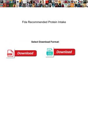 Fda Recommended Protein Intake