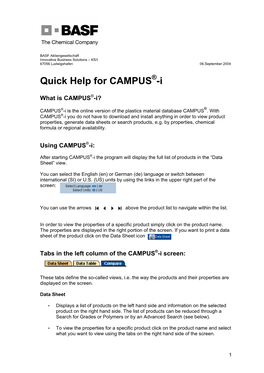 Quick Help for CAMPUS -I