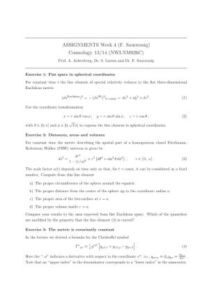 ASSIGNMENTS Week 4 (F. Saueressig) Cosmology 13/14 (NWI-NM026C) Prof