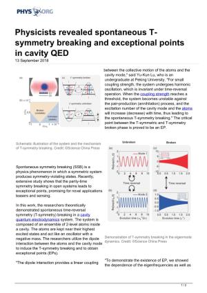 Symmetry Breaking and Exceptional Points in Cavity QED 13 September 2018