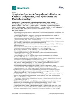 Symphytum Species: a Comprehensive Review on Chemical Composition, Food Applications and Phytopharmacology