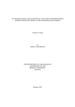 An Architectural and Conceptual Analysis of Mesopotamian Temples from the Ubaid to the Old Babylonian Period