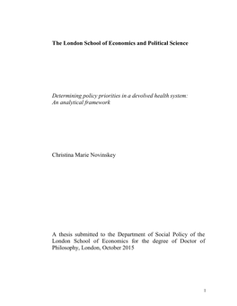 The London School of Economics and Political Science Determining
