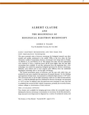 Albert Claude and the Beginnistgs of Biological Electron Microscopy