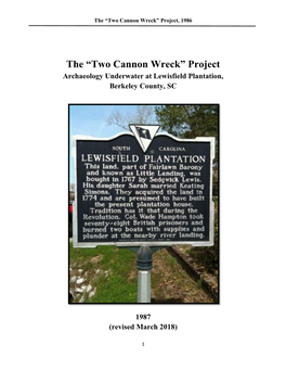 Two Cannon Wreck” Project, 1986