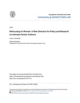 Refocusing on Women: a New Direction for Policy and Research on Intimate Partner Violence