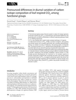 Pronounced Differences in Diurnal Variation of Carbon