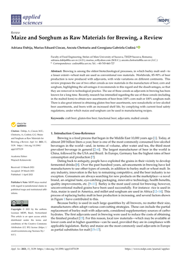 Maize and Sorghum As Raw Materials for Brewing, a Review