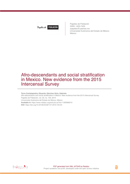 Afro-Descendants and Social Stratification in Mexico. New Evidence from the 2015 Intercensal Survey