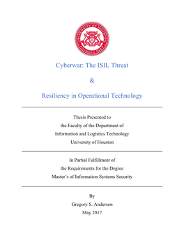 Cyberwar: the ISIL Threat & Resiliency in Operational Technology