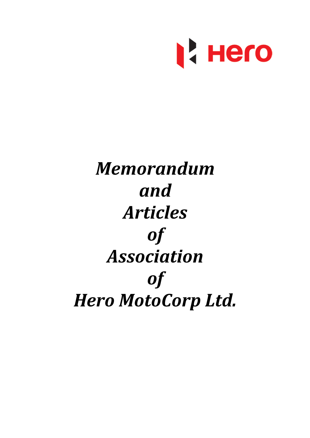 Memorandum and Articles of Association of Hero Motocorp Ltd