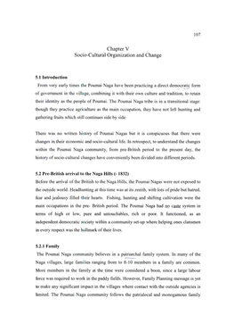 Chapter V Socio-Cultural Organization and Change