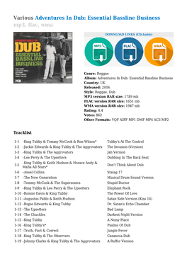 Various Adventures in Dub: Essential Bassline Business Mp3, Flac, Wma