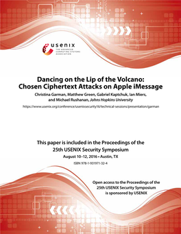 Chosen Ciphertext Attacks on Apple Imessage