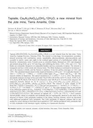 4·12H2O, a New Mineral from the Jote Mine, Tierra Amarilla, Chile