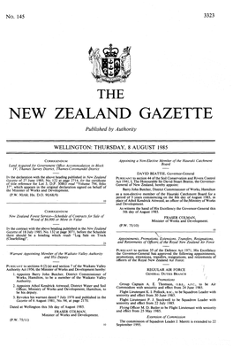NEW ZEALAND GAZETTE Published by Authority