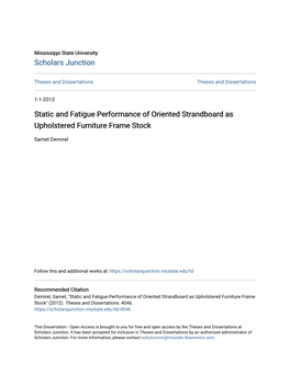 Static and Fatigue Performance of Oriented Strandboard As Upholstered Furniture Frame Stock