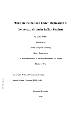 Repression of Homosexuals Under Italian Fascism