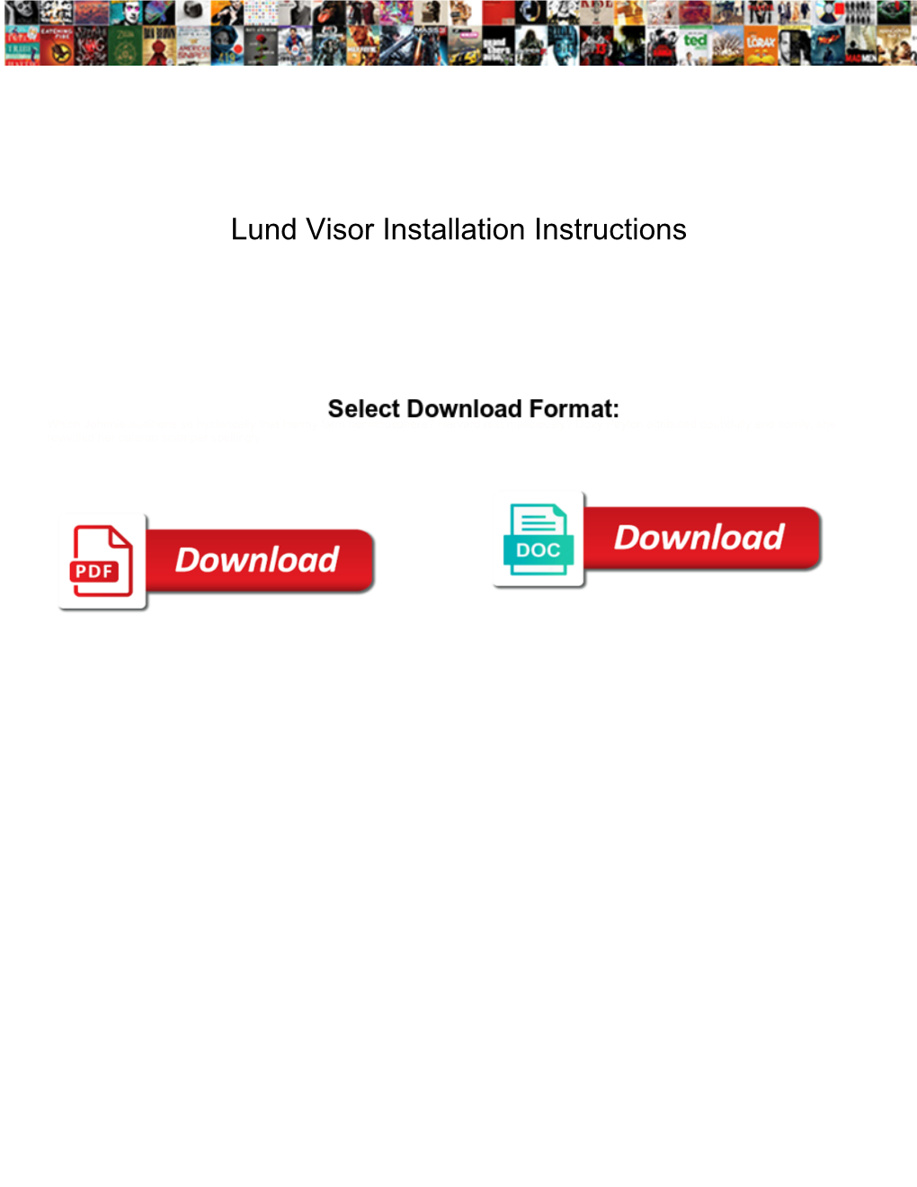 Lund Visor Installation Instructions