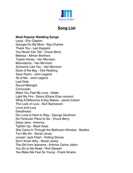 Jeremy Mcbee Music Song List