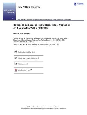 Refugees As Surplus Population: Race, Migration and Capitalist Value Regimes
