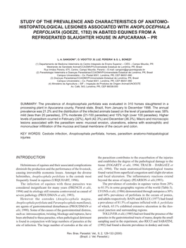 Histopatological Lesiones Associated with Anoplocephala Perfoliata (Goeze, 1782) in Abated Equines from a Refrigerated Slaughter House in Apucarana – Pr