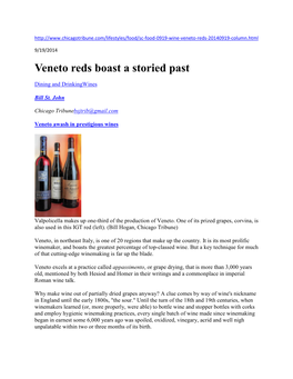 Veneto Reds Boast a Storied Past