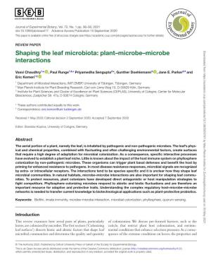 Shaping the Leaf Microbiota: Plant–Microbe–Microbe Interactions