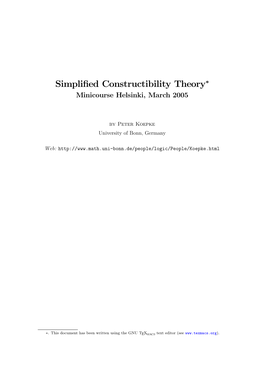 Simplified Constructibility Theory∗