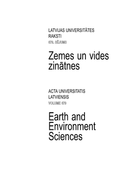 Zemes Un Vides Zinātnes Earth and Environment Sciences