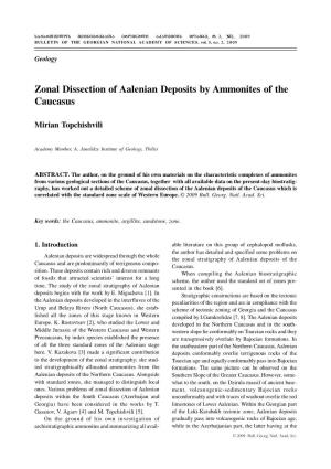 Zonal Dissection of Aalenian Deposits by Ammonites of the Caucasus