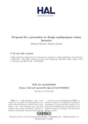 Proposal for a Procedure to Design Multipurpose Urban Factories Déborah Moerlen, Damien Evrard
