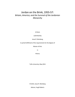 Jordan on the Brink, 1955-57: Britain, America, and the Survival of the Jordanian Monarchy