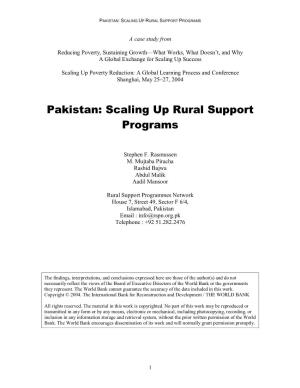 Pakistan: Scaling up Rural Support Programs