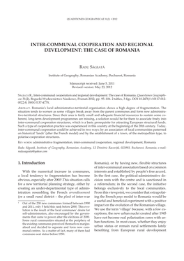 Inter-Communal Cooperation and Regional Development: the Case of Romania