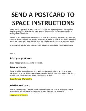 Send a Postcard to Space Instructions