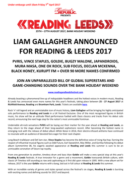 Liam Gallagher Announced for Reading & Leeds 2017