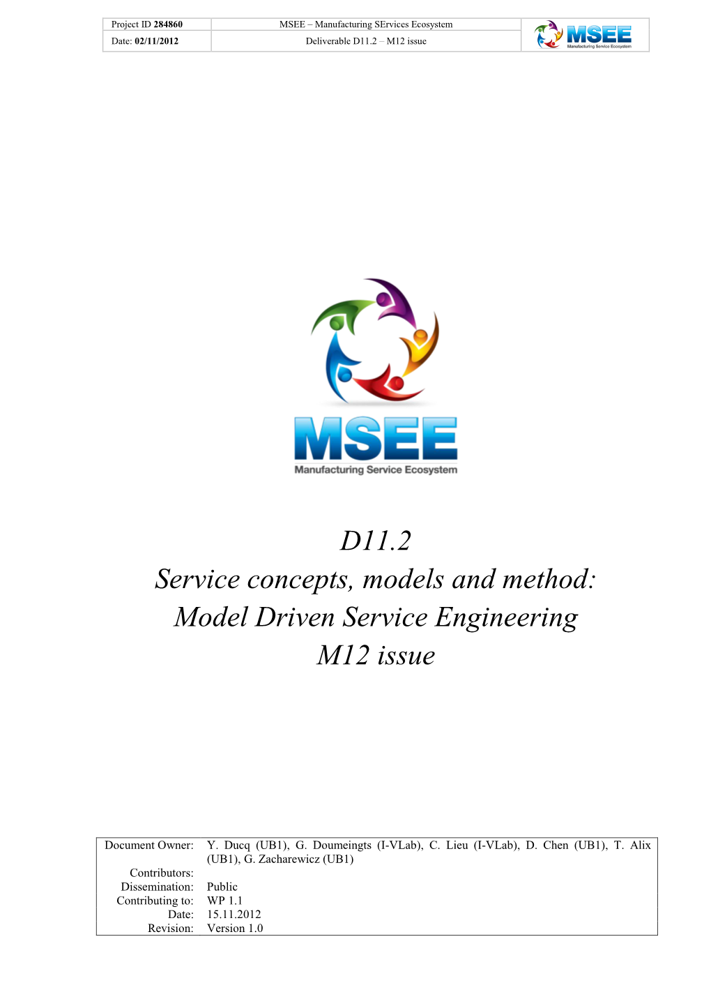 Model Driven Service Engineering M12 Issue