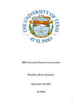 2014 University Partners Convocation President Diana Natalicio