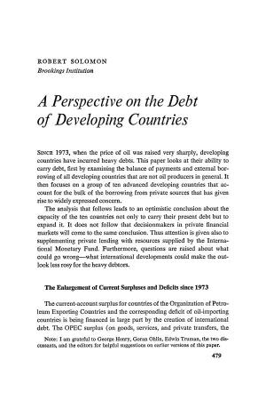 A Perspective on the Debt of Developing Countries