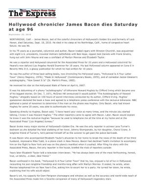 James Bacon Dies Saturday at Age 96