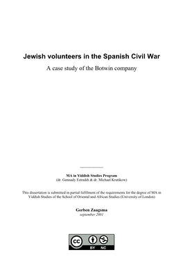 Jewish Volunteers in the Spanish Civil War. A