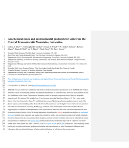 Geochemical Zones and Environmental Gradients for Soils from the Central Transantarctic Mountains, Antarctica